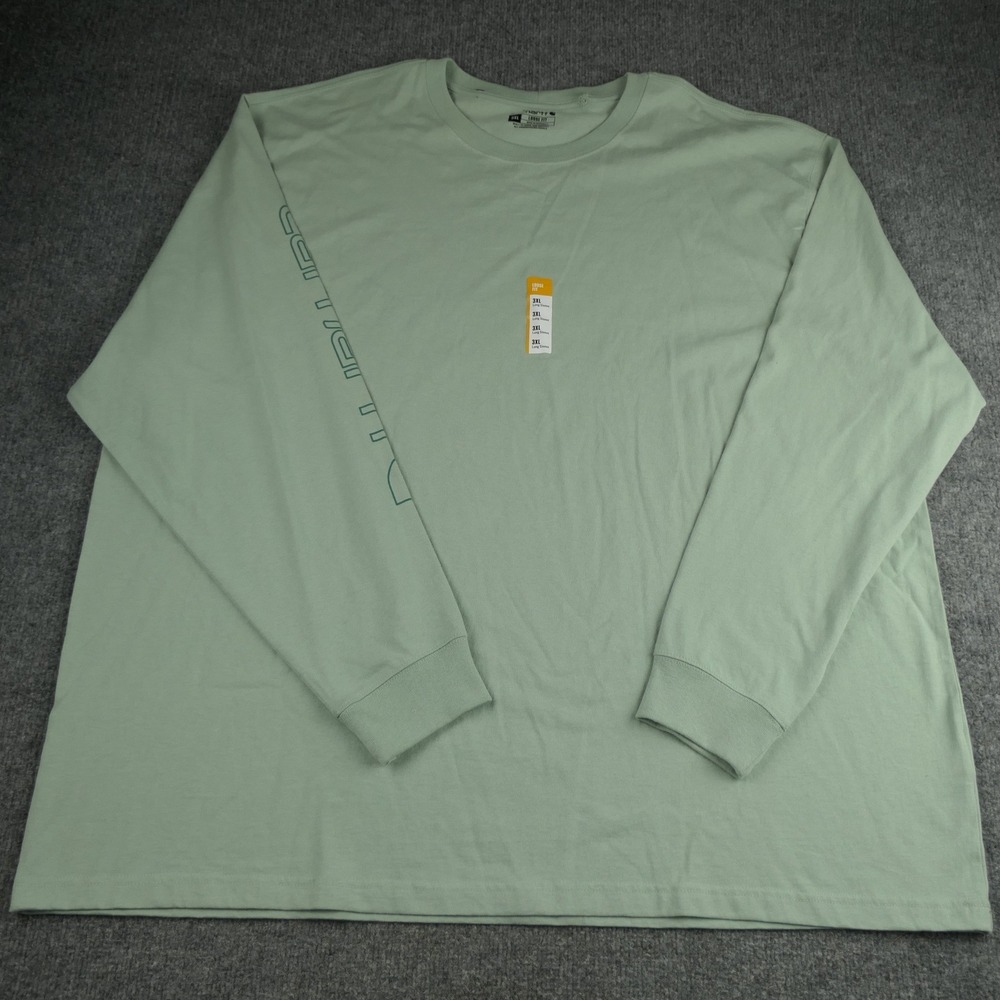 Carhartt Shirt Mens 3XL Loose Fit Long Sleeve Spell out Light Green Workwear Tee